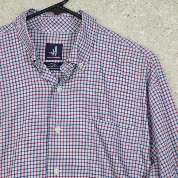 Johnnie-O Shirt Mens Medium Blue Red Plaid Button Up Prep-formance‎ Long Sleeve - Picture 3 of 12